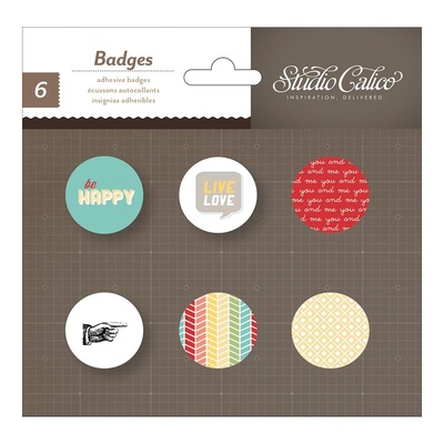 Самоклейні прикраси - фішки Studio Calico - Snippets Self - Adhesive Tin Badges