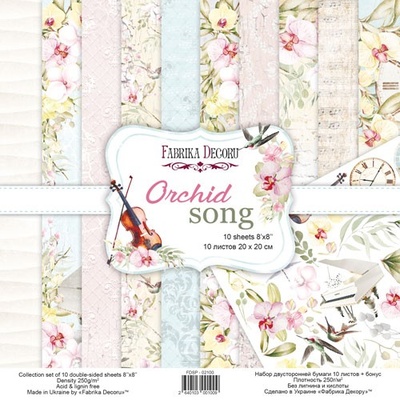 Набір скрап-паперу Orchid song 20x20см 10 аркушів, ТМ Фабрика Декору