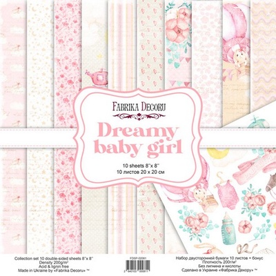 Набір скрап-паперу Dreamy baby girl 20x20см, ТМ Фабрика Декору