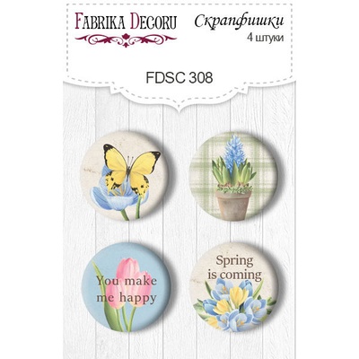 Скрапфишки 4шт. Набор 308,  Botany Spring, ТМ Фабрика Декору