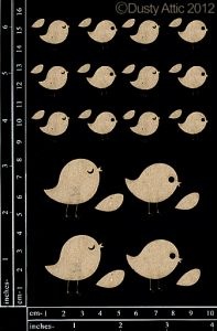 Чіпборд від Dusty Attic - mini Birds №2, 19 шт.