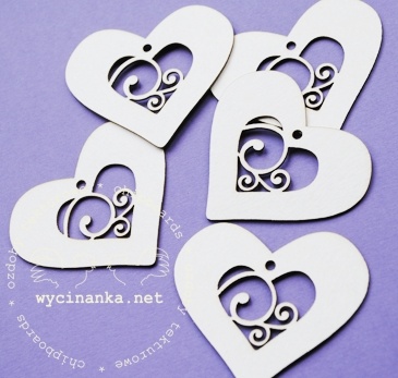 Чіпборд від Wycinanka - Сердечки, 5x5,7 см, 5шт.