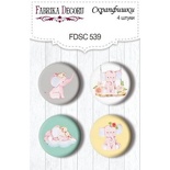 Скрап-фішки набір 4шт. My cute Baby elephant girl 539, ТМ Фабрика Декору