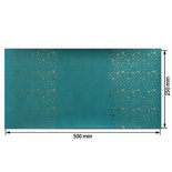 Відріз екошкіри з тисненням золотою фольгою Golden Stars Stars Turquoise, розмір 500мм х 250мм, ТМ Фабрика Декору