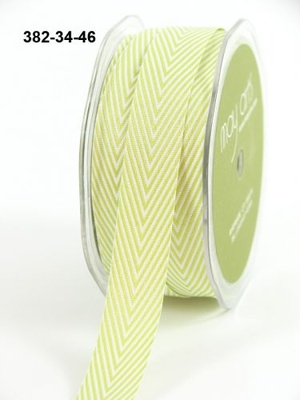 Стрічка Twill and Stripes, колір салатовий/білий, ширина 1,9 см, довжина 90 см