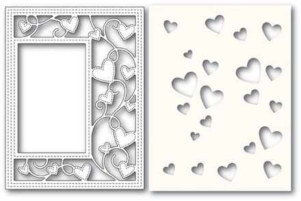 Ніж і маска від Poppystamps - Ribbon Heart Sidekick Frame and Stencil