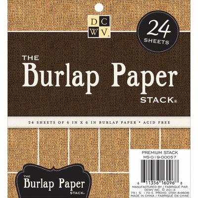Набір кардстоку DCWV Burlap, 15x15см, 24 аркуші, з мішковиною