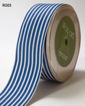 Стрічка Royal Blue/Ivory Stripes, колір блакитний/бежевий, ширина 3,8см, довжина 90 см