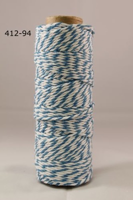 Бавовняний шнур від Baker's Twine - Turquoise, 2 мм, колір бірюза/білий, 1 м