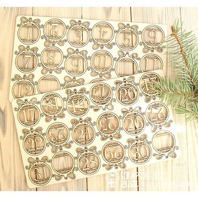 Чіпборд ScrapBox — Набір чисел для різдвяного календаря (advent calendar Os-Hi-325)