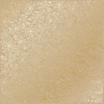 Аркуш одностороннього паперу з фольгуванням Golden Poinsettia Kraft, ТМ Fabrika Decoru