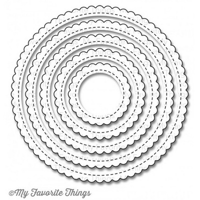 Ніж для вирубки My Favorite Things - Die-namics Stitched Mini Scallop Circle STAX, 5шт.