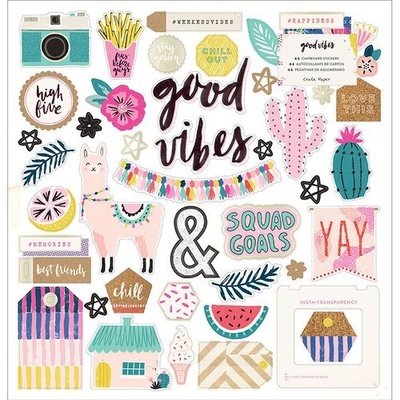 Висічки з чіпборду від Crate Paper - Good Vibes - 30x30 см, 44шт.