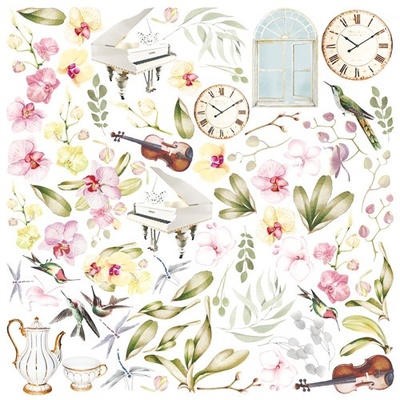 Аркуш з картинками для вирізання Orchid song 30,5x30,5см, ТМ Фабрика Декору