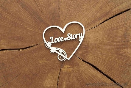 Чіпборд від WOODchic - "Love Story в серці", 7x6 см