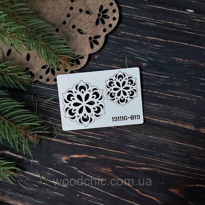 Чіпборд набір Сніжинки 19 від WOODchic, 4x4 см 3x3 см