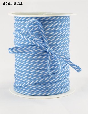 Стрічка Solid/Diagonal Stripes, колір блакитний/білий, ширина 3 мм, довжина 90 см
