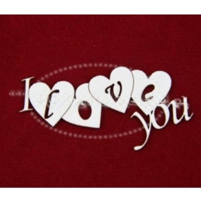 Чіпборд Scrapiniec - Напис з серцями I love you, 6