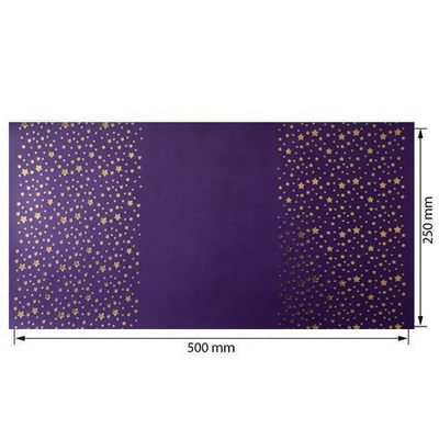 Відріз екошкіри з тисненням золотою фольгою Golden Stars Stars Violet, 50см х 25см, ТМ Фабрика Декору