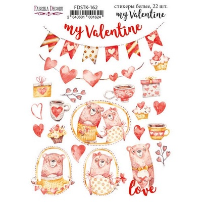 Набір наліпок (стікерів) 22 шт. My Valentine #162, ТМ Фабрика Декору