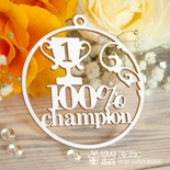 Чіпборд Scrapbox — напис 100% champion медалька Hi-328