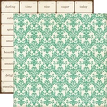 Аркуш двостороннього скрап-паперу Echo Park Paper This and That Teal Damask