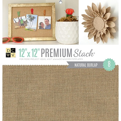 Набір кардстоку DCWV Natural Burlap, 30x30 см, 8 аркушів, з мішковиною