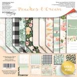 Набір двостороннього паперу з золотим тисненням від Scrapmir - Peaches & Cream, 30x30см, 11 шт.