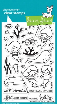 Штампи і ножі від Lawn Fawn - Mermaid for You, 27 шт. + 19 шт.