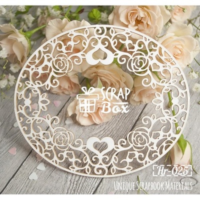 Чіпборд ScrapBox - Рамка овальна троянда і сердечки