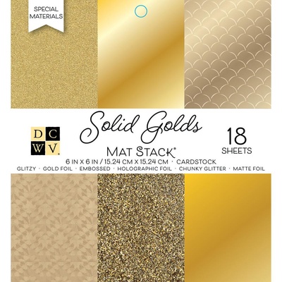 Набір кардстоку DCWV Solid Golds, 15х15см, 18 аркушів, золото, різні текстури