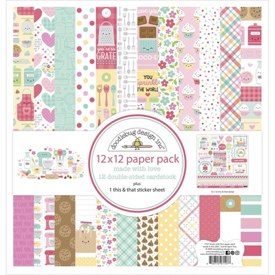 Набір паперу для скрапбукінгу від Doodlebug - Made With Love, 30x30 см, 12+1