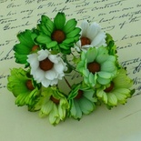 Ромашки, мікс кольорів (зелений, білий), 45мм, 5шт.