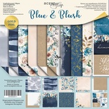Набір двостороннього паперу з золотим тисненням від Scrapmir - Blue & Blush, 30x30см, 10 шт.