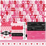 Аркуш наліпок — абетка Echo Park - Love Story Element Stickers, 30x30 см