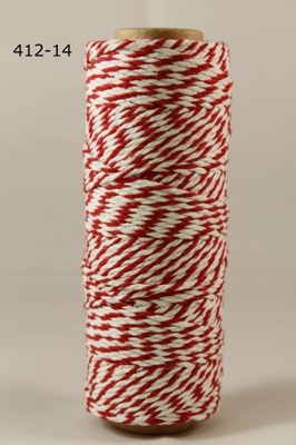Бавовняний шнур від Baker's Twine - Red, 2 мм, колір червоний/білий, 1 м