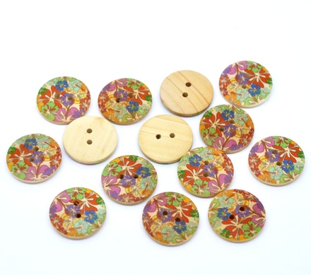 Дерев’яний ґудзик Multicolor Flower B10663, діаметр 23 мм, 1 шт.