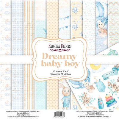 Набір скрап-паперу Dreamy baby boy 20x20см, ТМ Фабрика Декору
