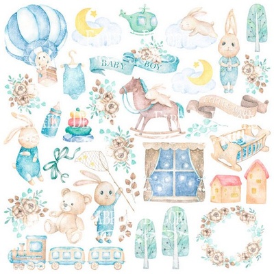 Аркуш з картинками для вирізання Dreamy baby boy, ТМ Фабрика Декору