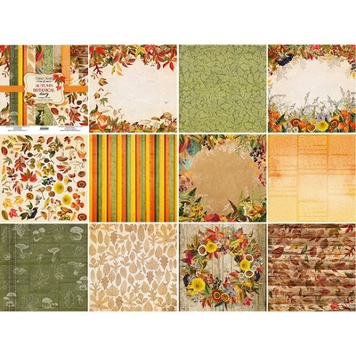 Набір паперу для скрапбукінгу Autumn botanical diary 30,5x30,5см 10 аркушів, ТМ Фабрика Декору.
