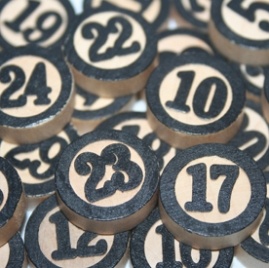Набір прикрас Maya Road - Wood Bingo Calendar Calendar Numbers (адвент календар), колір чорний, 31 шт.