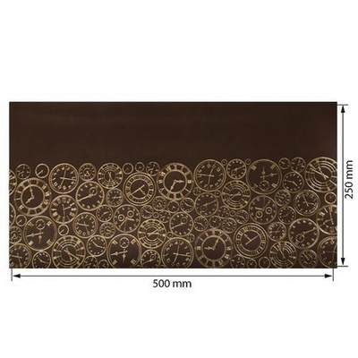 Відріз екошкіри з тисненням золотою фольгою Golden Clocks Chocolate 50x25см, ТМ Фабрика Декору