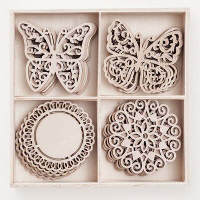 Деревʼяні елементи dpCraft - Decors And Butterflies, 20 шт.