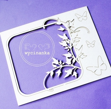 Чіпборд від Wycinanka - Рамка з завитками і метеликами, 15x12,5см