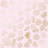 Аркуш одностороннього паперу з фольгуванням Golden Tropical Leaves Light Pink,ТМ Фабрика Декору