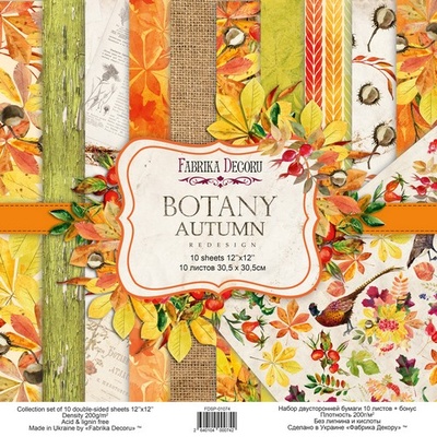 Набір паперу для скрапбукінгу Botany autumn Redesign 30,5x30,5см, ТМ Фабрика Декору