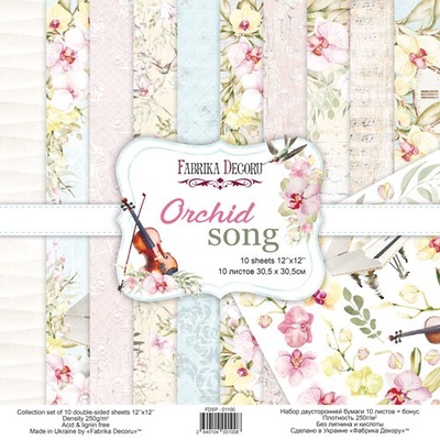 Набір скрап-паперу Orchid song 30,5x30,5см 10 аркушів, ТМ Фабрика Декору
