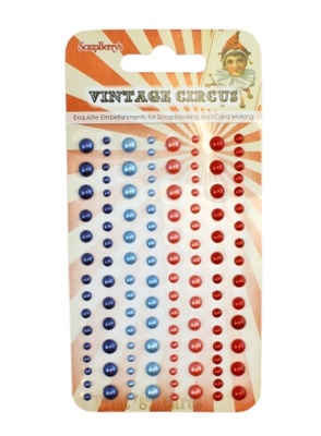 Клейові напівперлинки від ScrapBerryʼs - Vintage Circus - Старий цирк, 120 шт., 4 кольори