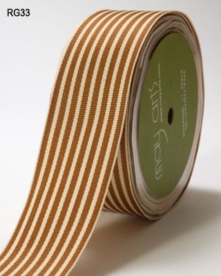 Стрічка Grain and Ivory Stripes, колір коричневий/бежевий, ширина 3,8 см, довжина 90 см