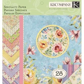 Набір паперу від K&Company - "Ніжний букет (спец.ефекти)", розмір: 31x31 см, 14 аркушів